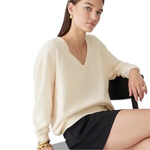 J. Crew Cashmere Relaxed V-neck Sweater in Heather Muslin Size Medium